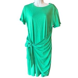 Lillusory Side Knot T-Shirt Dress Size Medium Green Travel Everyday Errands